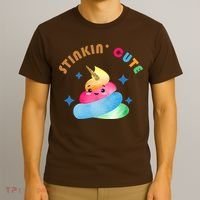 Stinkin Cute Rainbow Poop Unicorn Emoji T-Shirt thumb 3