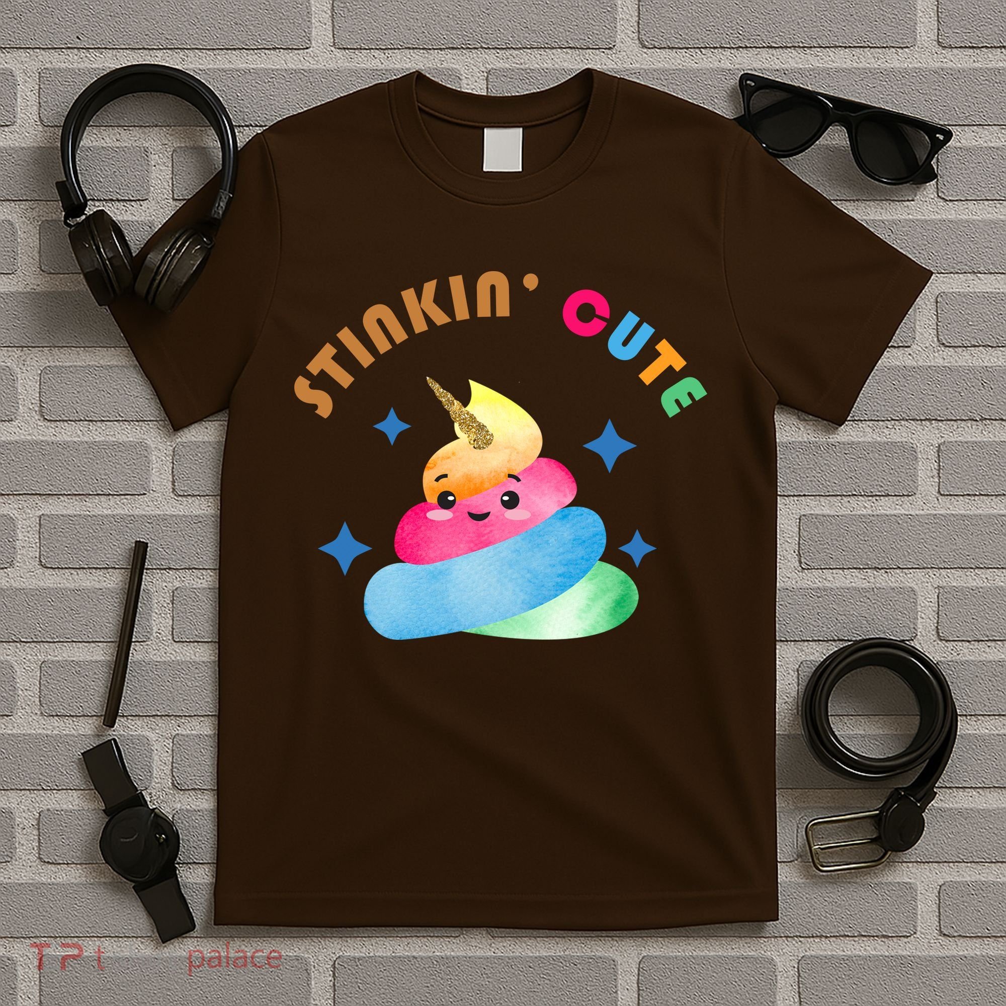 Stinkin Cute Rainbow Poop Unicorn Emoji T-Shirt
