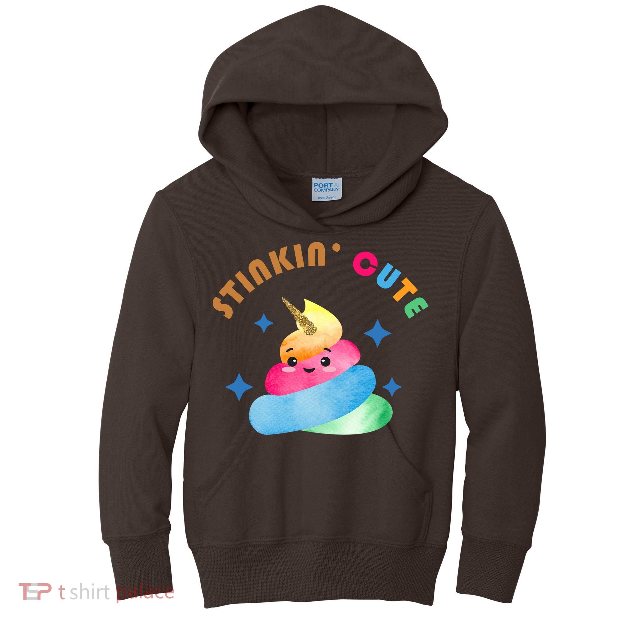 Stinkin Cute Rainbow Poop Unicorn Emoji Kids Hoodie