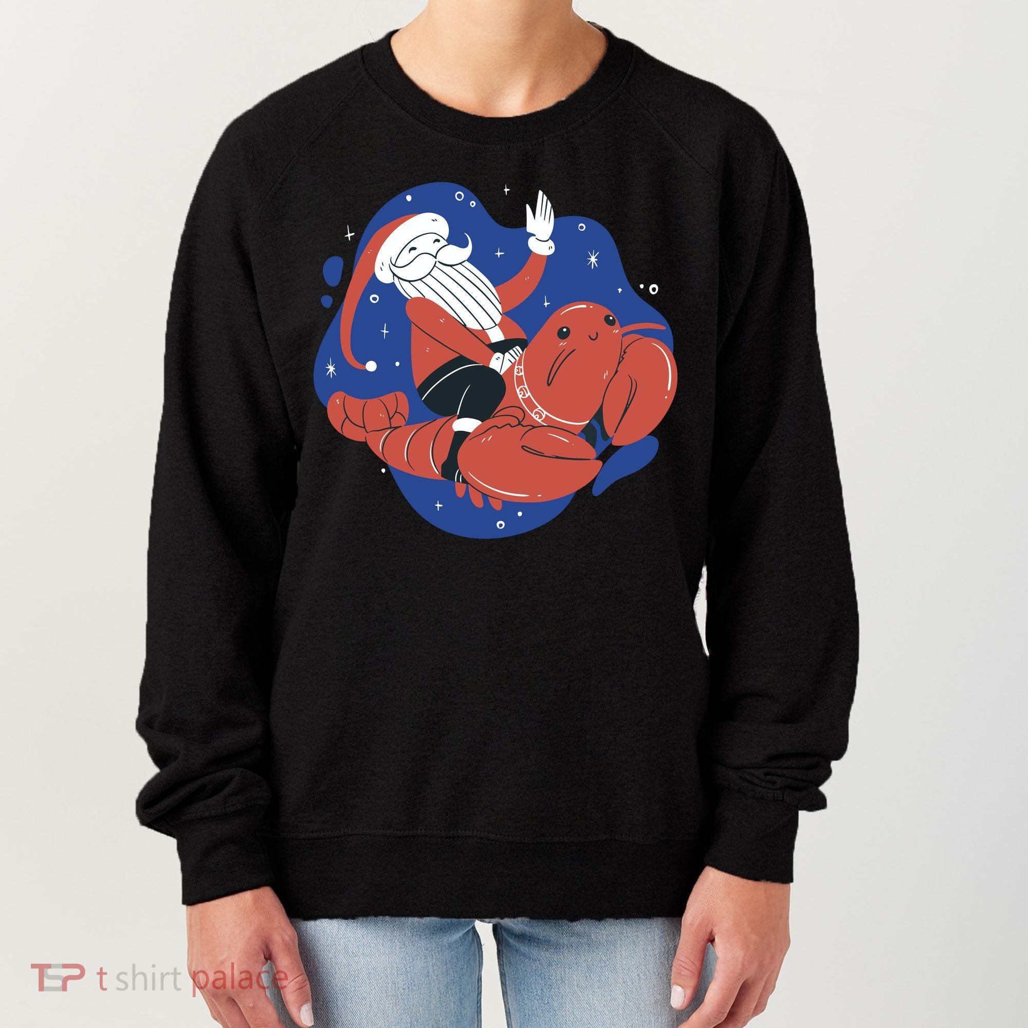 Santa Claus Riding Lobster Women's Sweatshirt