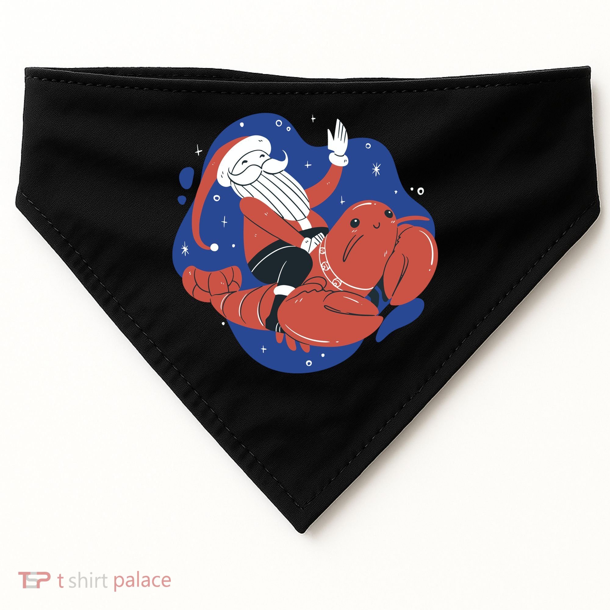 Santa Claus Riding Lobster USA-Made Doggie Bandana