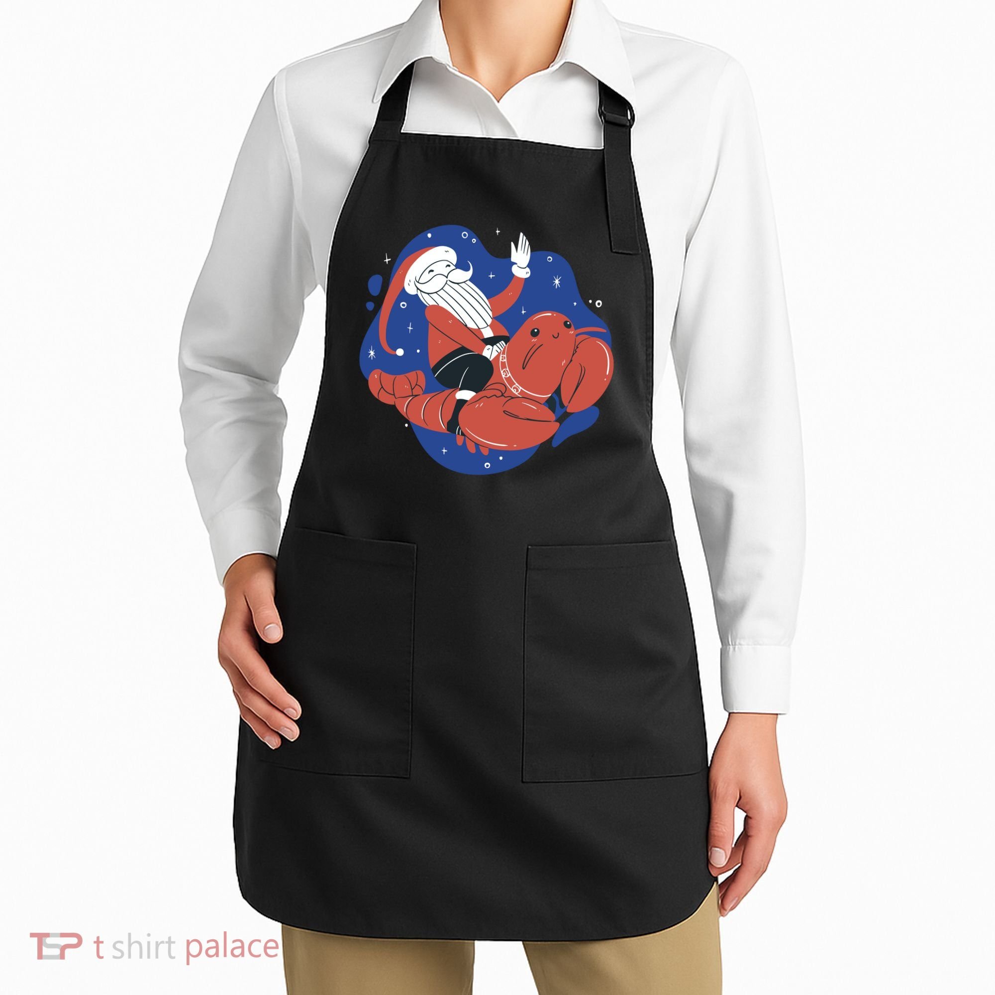 Santa Claus Riding Lobster Apron