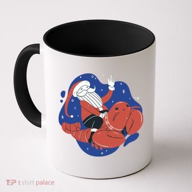 Santa Claus Riding Lobster Coffee Mug