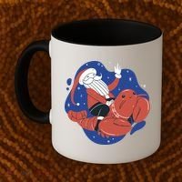 Santa Claus Riding Lobster Coffee Mug thumb 2