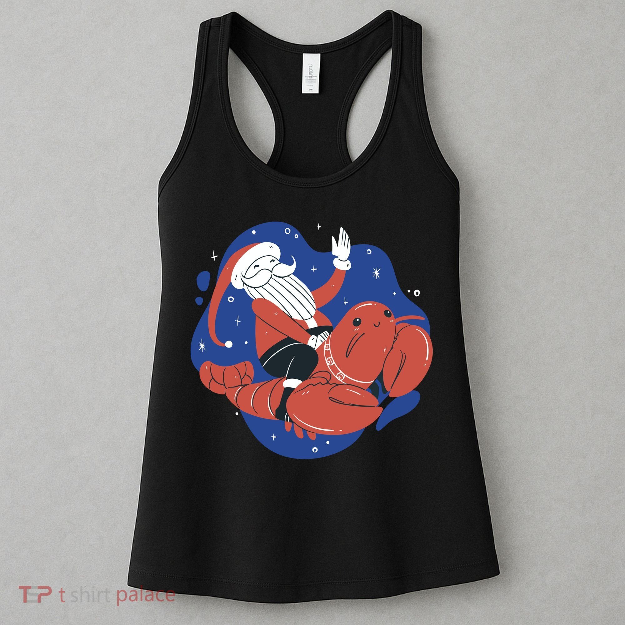 Santa Claus Riding Lobster Women's Tank Top