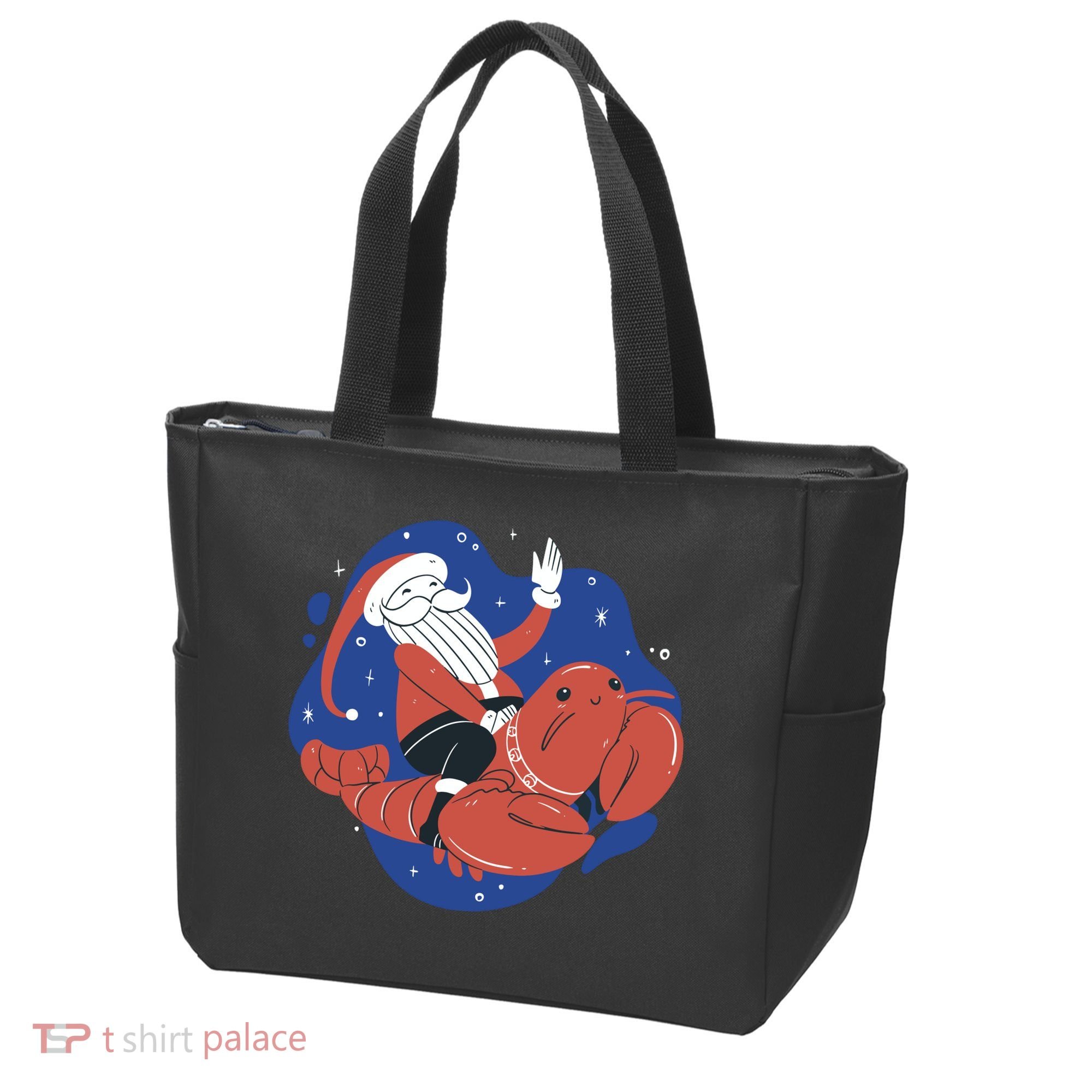 Santa Claus Riding Lobster Tote Bag
