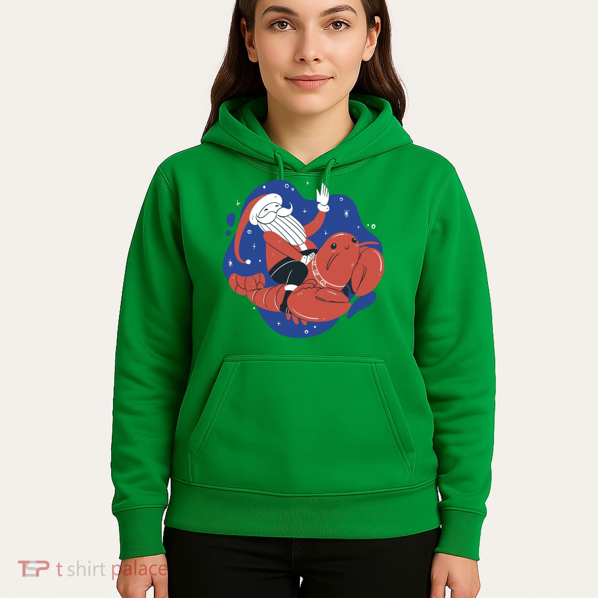 Santa Claus Riding Lobster Hoodie