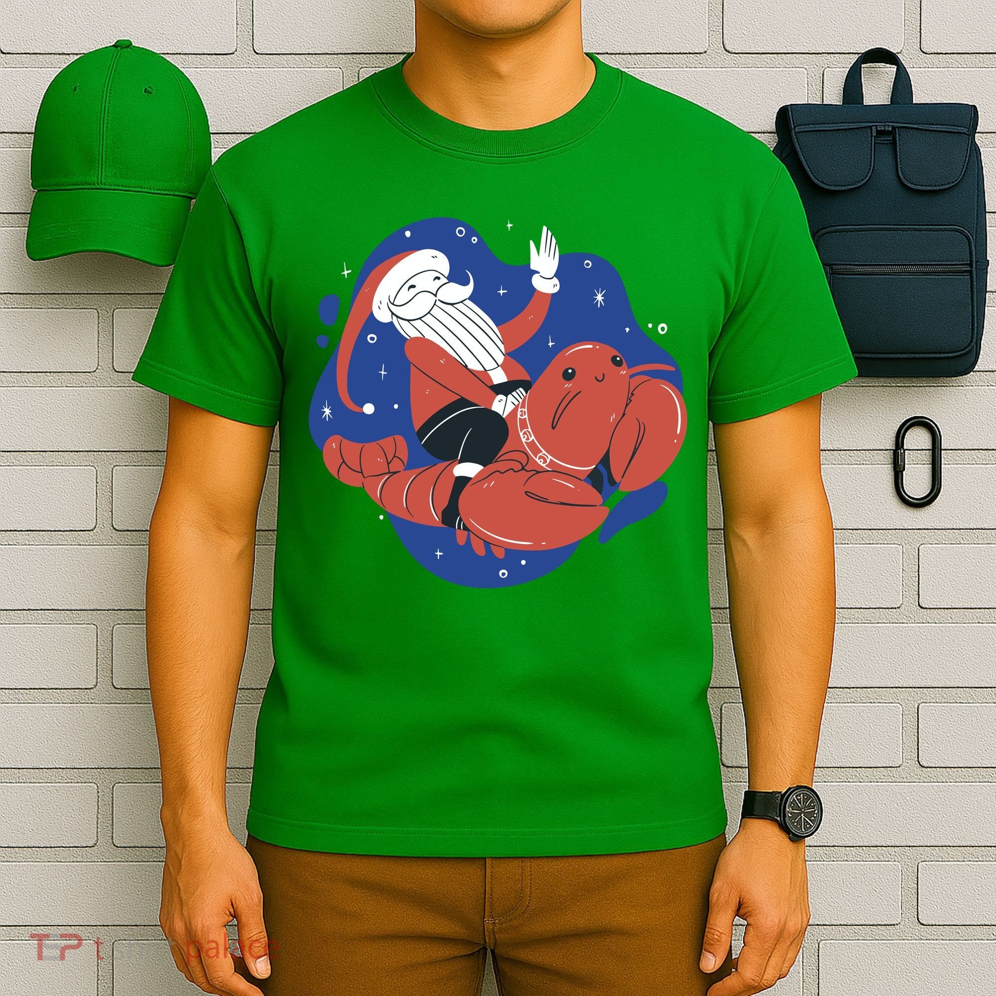 Santa Claus Riding Lobster T-Shirt