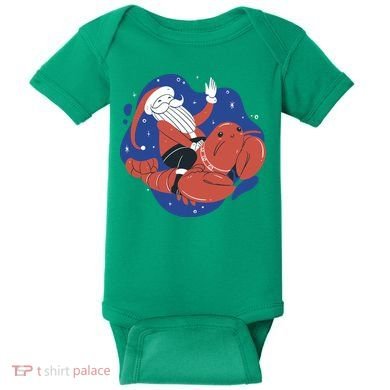 Santa Claus Riding Lobster Baby Bodysuit