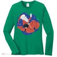 Santa Claus Riding Lobster Women's Long Sleeve Shirt thumb 0