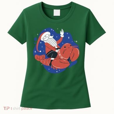 Santa Claus Riding Lobster Women's T-Shirt