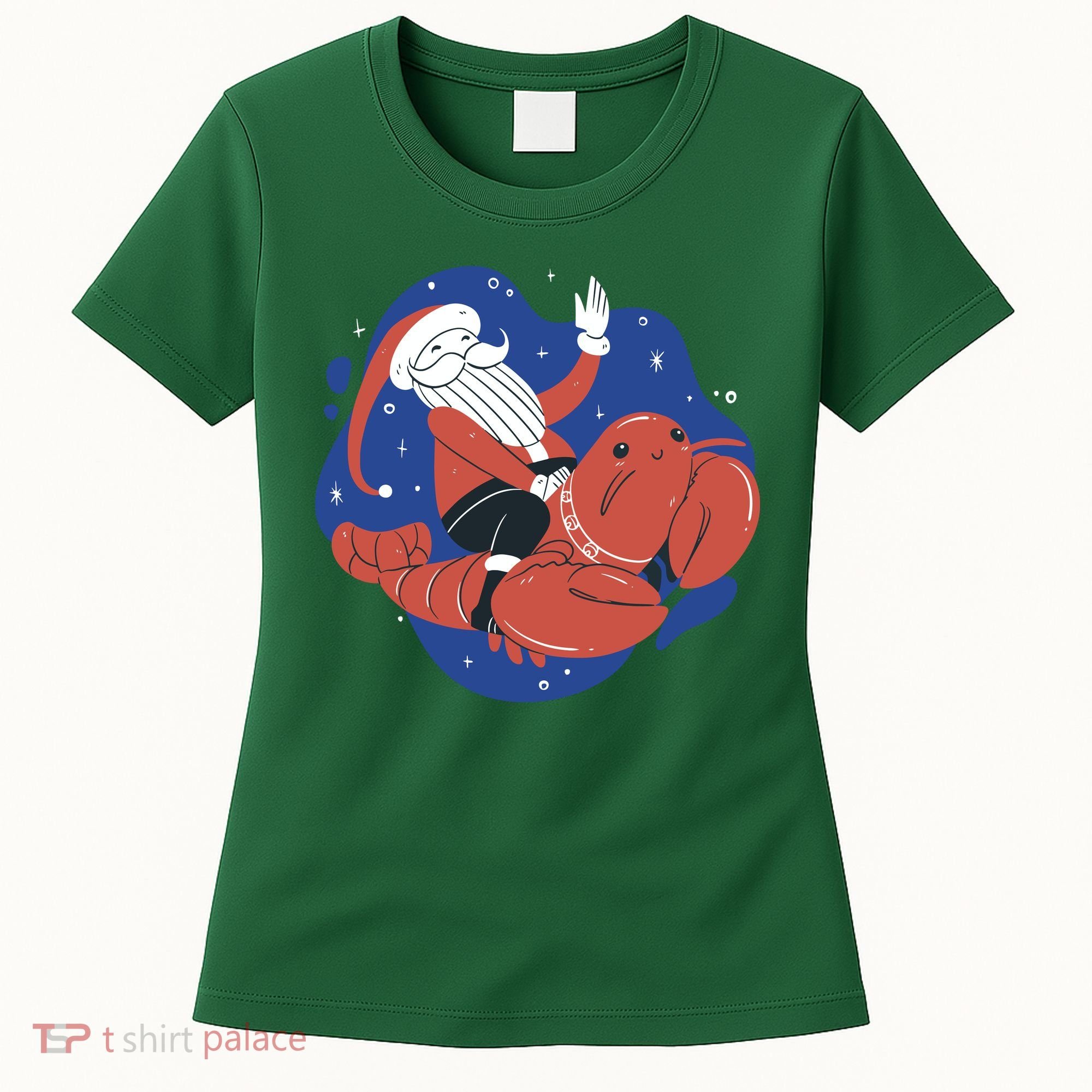 Santa Claus Riding Lobster Women's T-Shirt