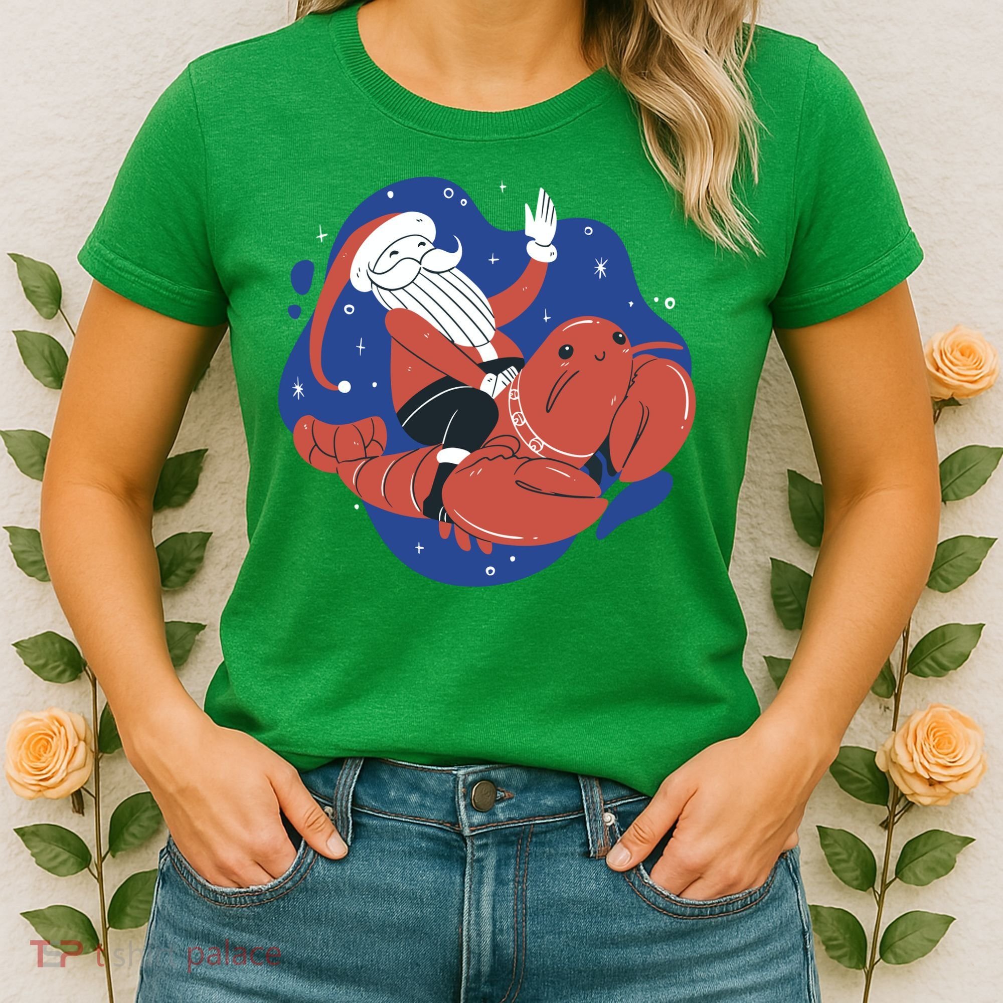 Santa Claus Riding Lobster Women's T-Shirt
