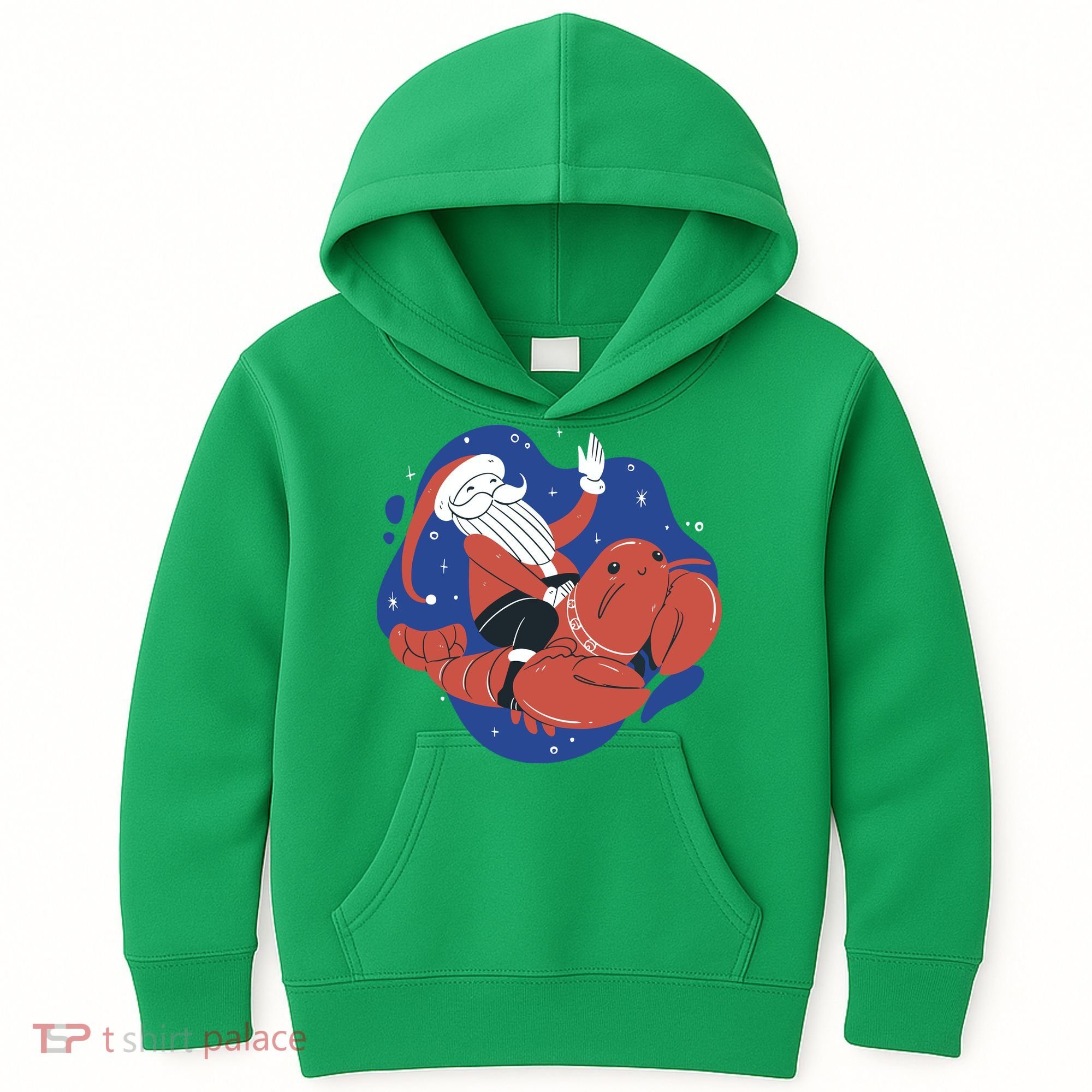 Santa Claus Riding Lobster Kids Hoodie