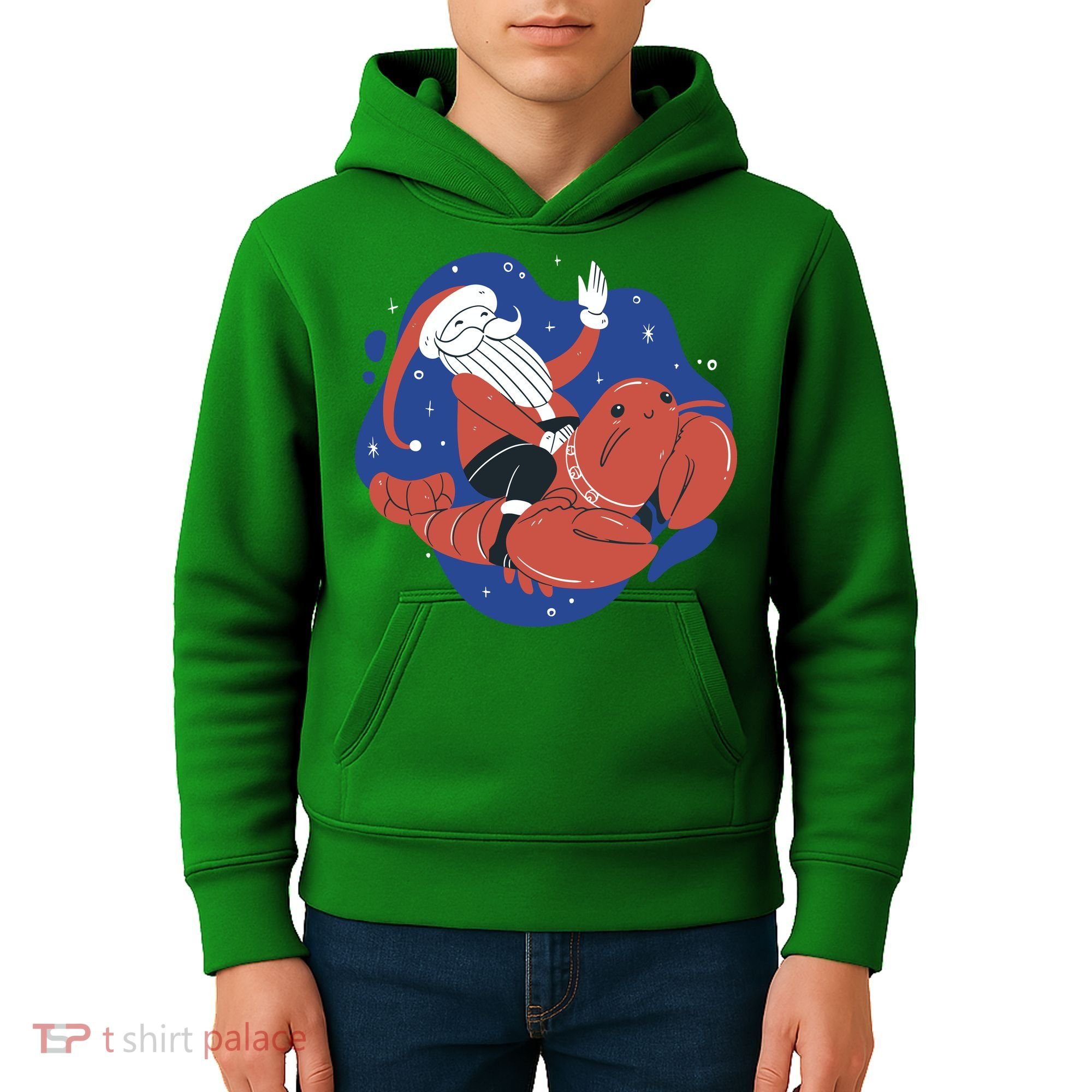 Santa Claus Riding Lobster Kids Hoodie