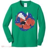 Santa Claus Riding Lobster Kids Long Sleeve Shirt thumb 0