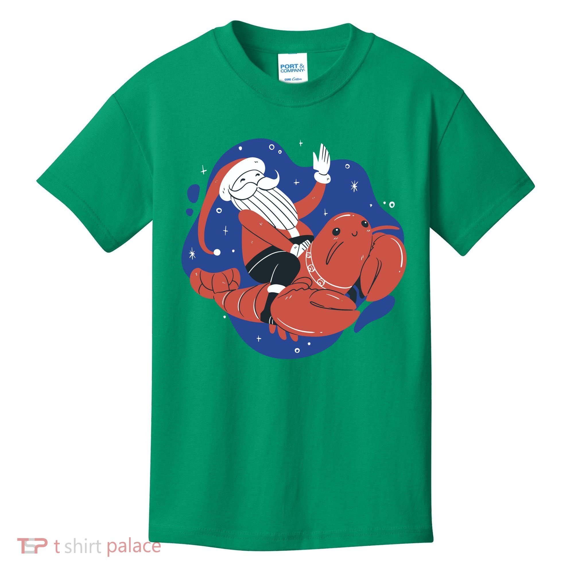 Santa Claus Riding Lobster Kids T-Shirt