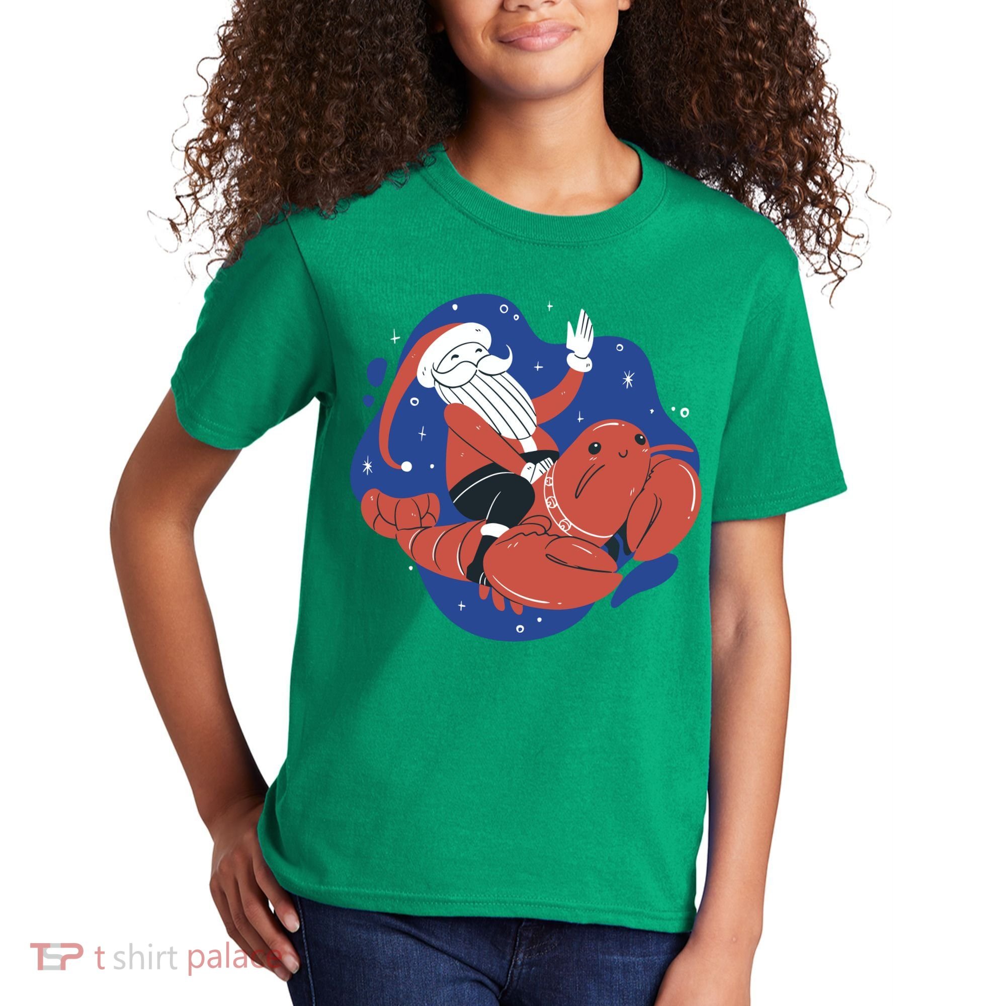 Santa Claus Riding Lobster Kids T-Shirt