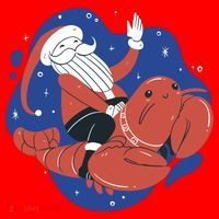 Santa Claus Riding Lobster Santa Hat thumb 1
