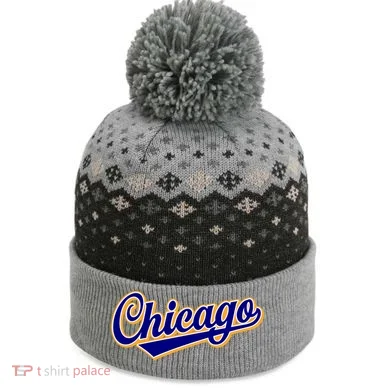 Script Chicago Logo The Baniff Cuffed Pom Beanie