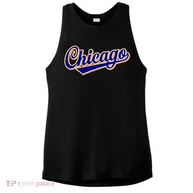 Script Chicago Logo Ladies PosiCharge Tri-Blend Wicking Tank