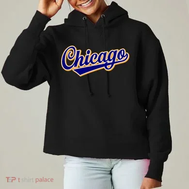 Script Chicago Logo Ladies Heavyweight Boxy Pullover Hoodie