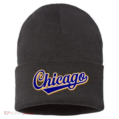 Script Chicago Logo Sustainable Knit Beanie