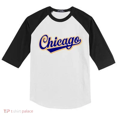Script Chicago Logo Kids Colorblock Raglan Jersey