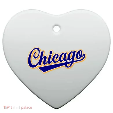 Script Chicago Logo Ceramic Ornament