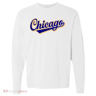 Script Chicago Logo Comfort Colors Heavyweight Long Sleeve T-Shirt