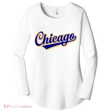 Script Chicago Logo Women's Perfect Tri Tunic Long Sleeve Shirt