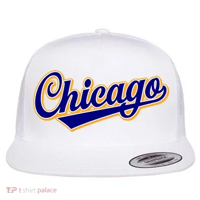 Script Chicago Logo Flat Bill Trucker Hat