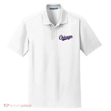 Script Chicago Logo Dry Zone Grid Polo
