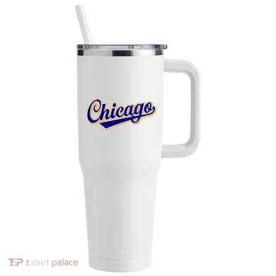 Script Chicago Logo 40oz Vacuum Insulated Stainless Steel Travel Tumbler