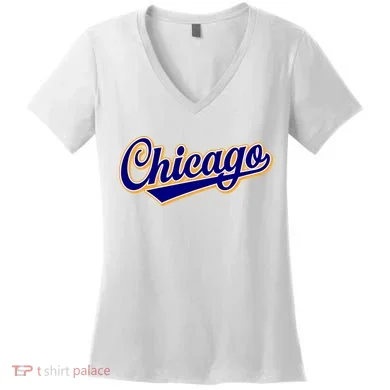 Script Chicago Logo Women's V-Neck T-Shirt
