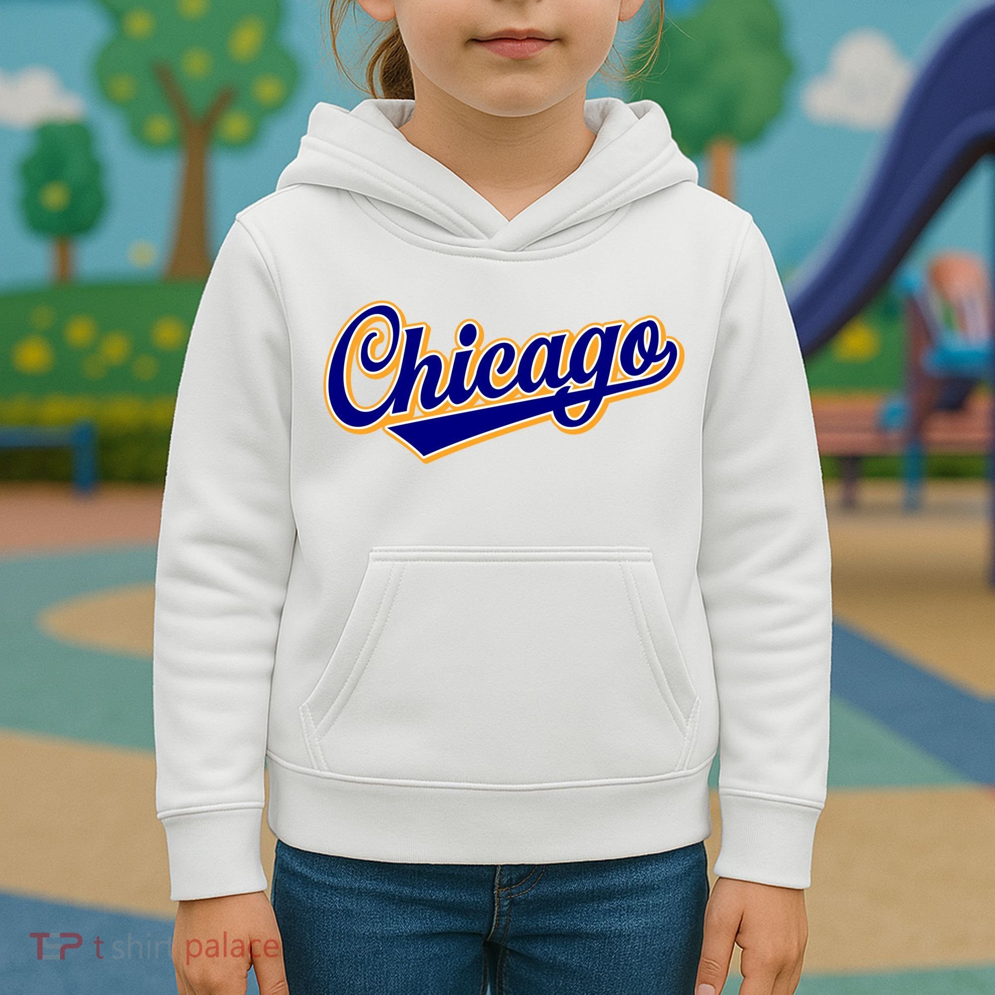 Script Chicago Logo Kids Hoodie