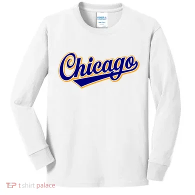 Script Chicago Logo Kids Long Sleeve Shirt