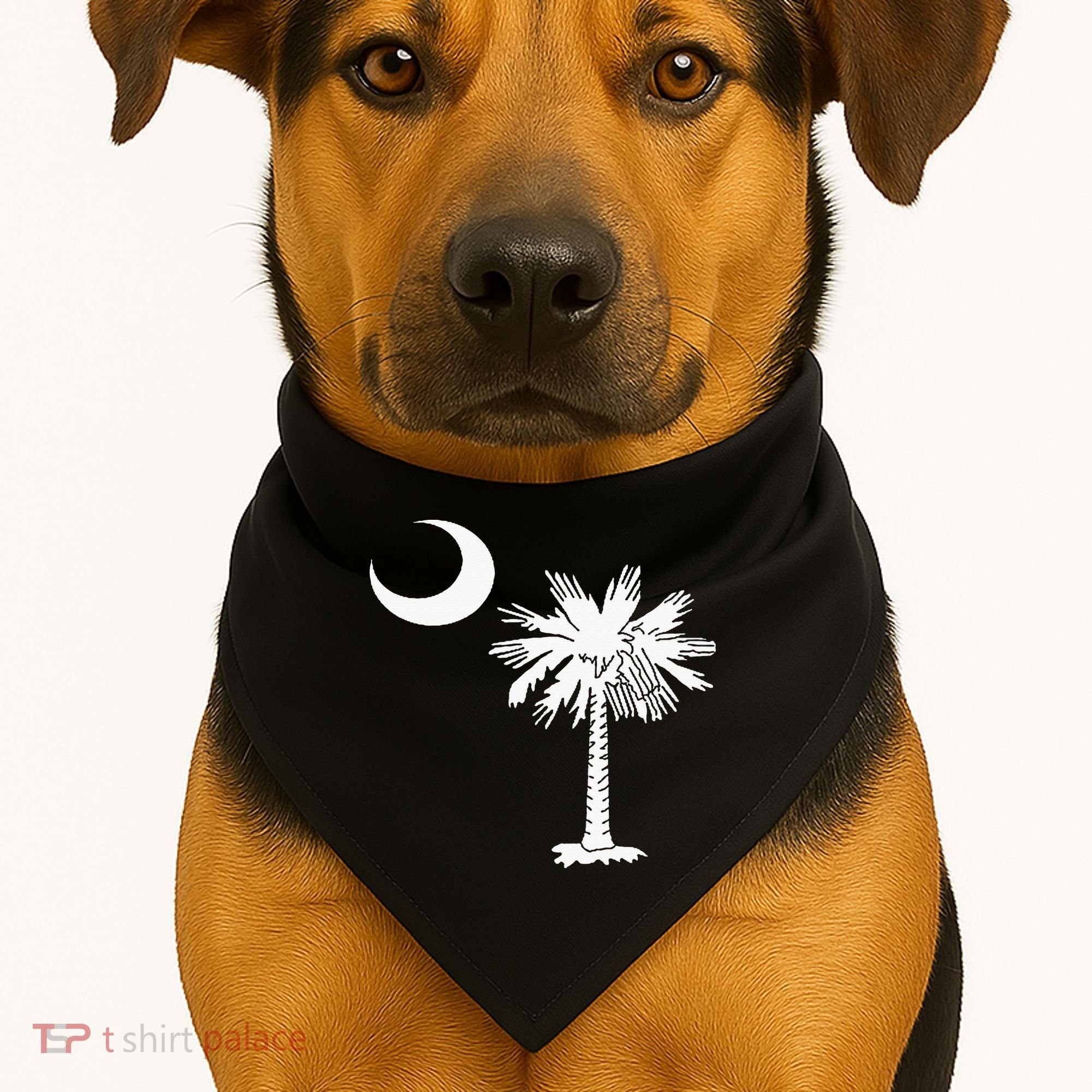 South Carolina State Flag Palmetto Tree Crescent Moon Sc USA-Made Doggie Bandana