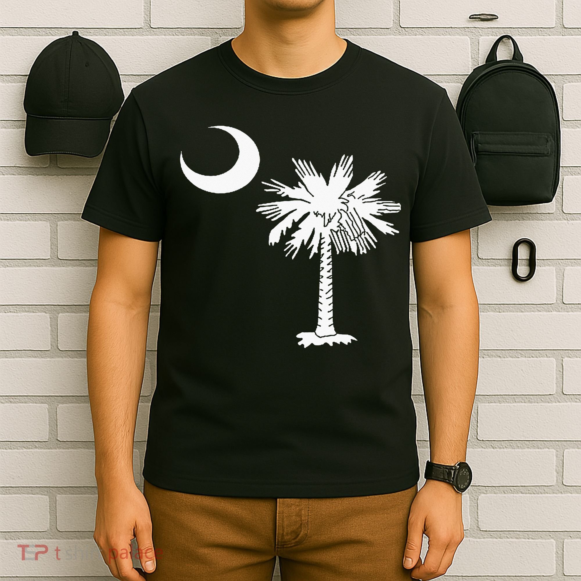 South Carolina State Flag Palmetto Tree Crescent Moon Sc T-Shirt