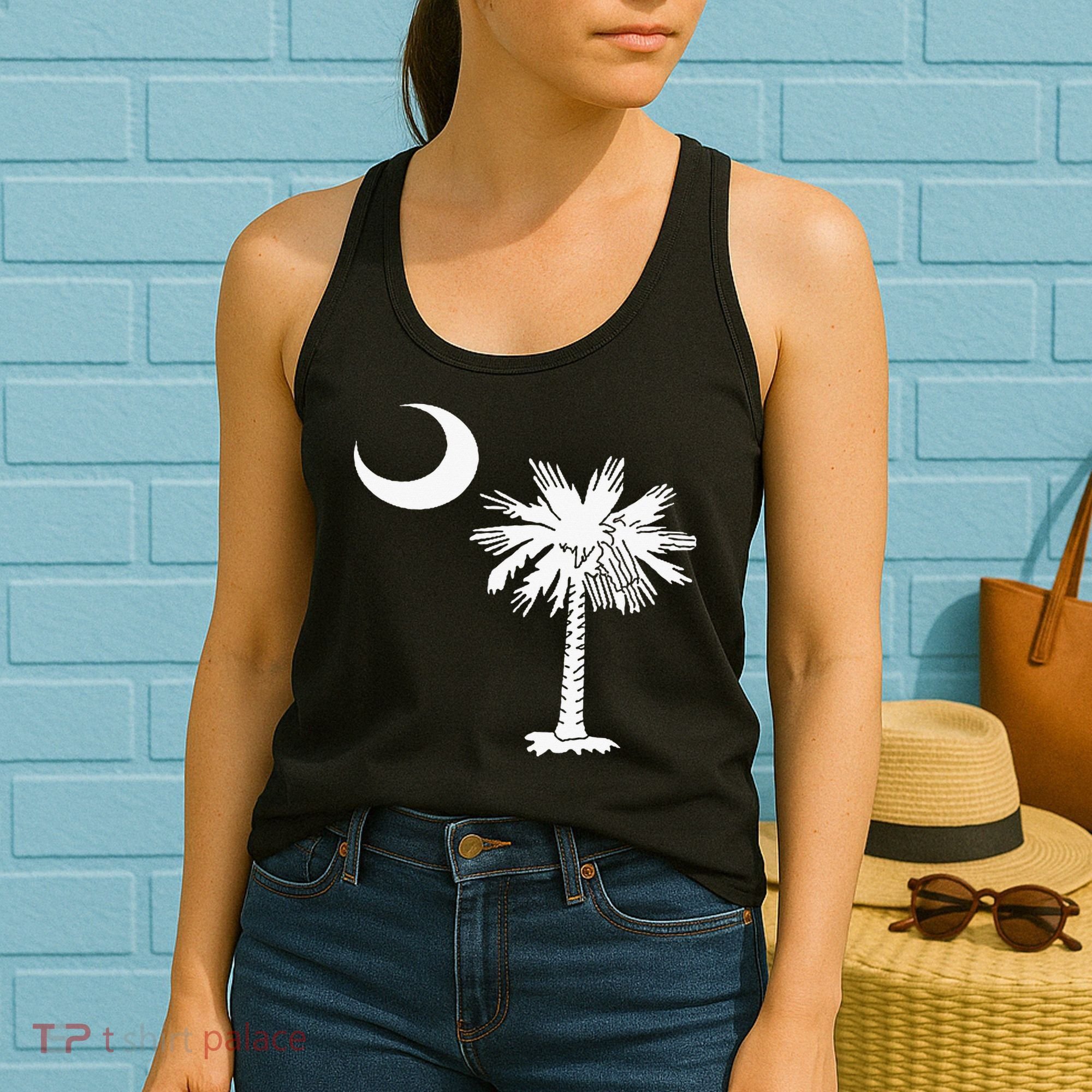 South Carolina State Flag Palmetto Tree Crescent Moon Sc Women's Tank Top