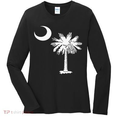 South Carolina State Flag Palmetto Tree Crescent Moon Sc Women's Long Sleeve Shirt