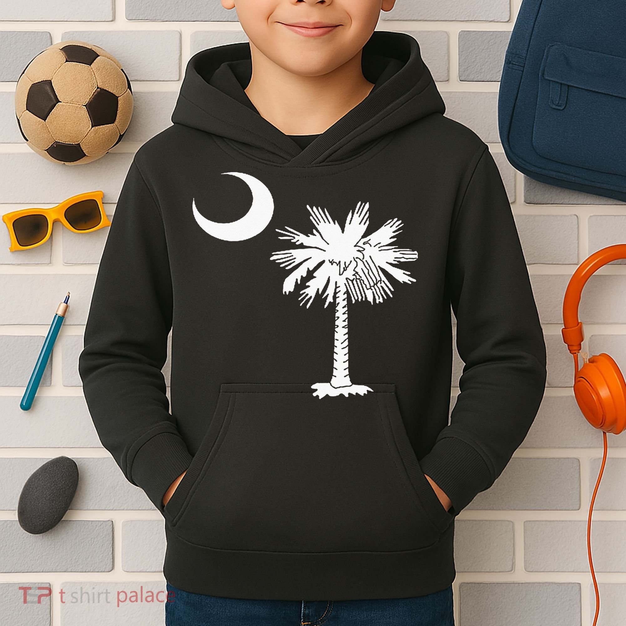 South Carolina State Flag Palmetto Tree Crescent Moon Sc Kids Hoodie