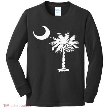 South Carolina State Flag Palmetto Tree Crescent Moon Sc Kids Long Sleeve Shirt