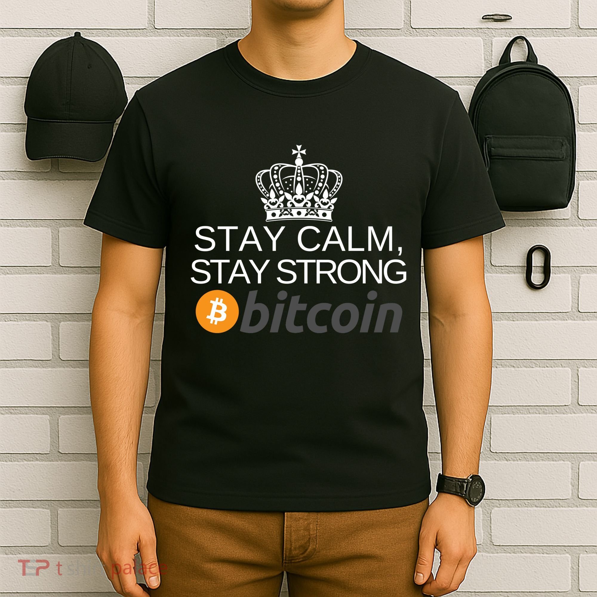 Stay Calm Stay Strong Bitcoin, HODL Crypto, DeFi, Blockchain T-Shirt
