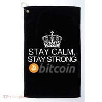 Stay Calm Stay Strong Bitcoin, HODL Crypto, DeFi, Blockchain Golf Towel thumb 0