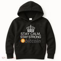 Stay Calm Stay Strong Bitcoin, HODL Crypto, DeFi, Blockchain Kids Hoodie thumb 0