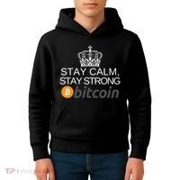 Stay Calm Stay Strong Bitcoin, HODL Crypto, DeFi, Blockchain Kids Hoodie thumb 4