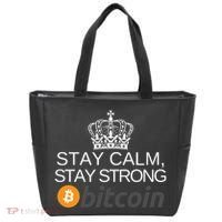 Stay Calm Stay Strong Bitcoin, HODL Crypto, DeFi, Blockchain Tote Bag thumb 0