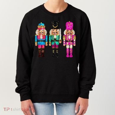 S.E.Q.U.I.N Cheerful S.P.A.R.K.L.Y Nutcrackers Christmas Women's Sweatshirt