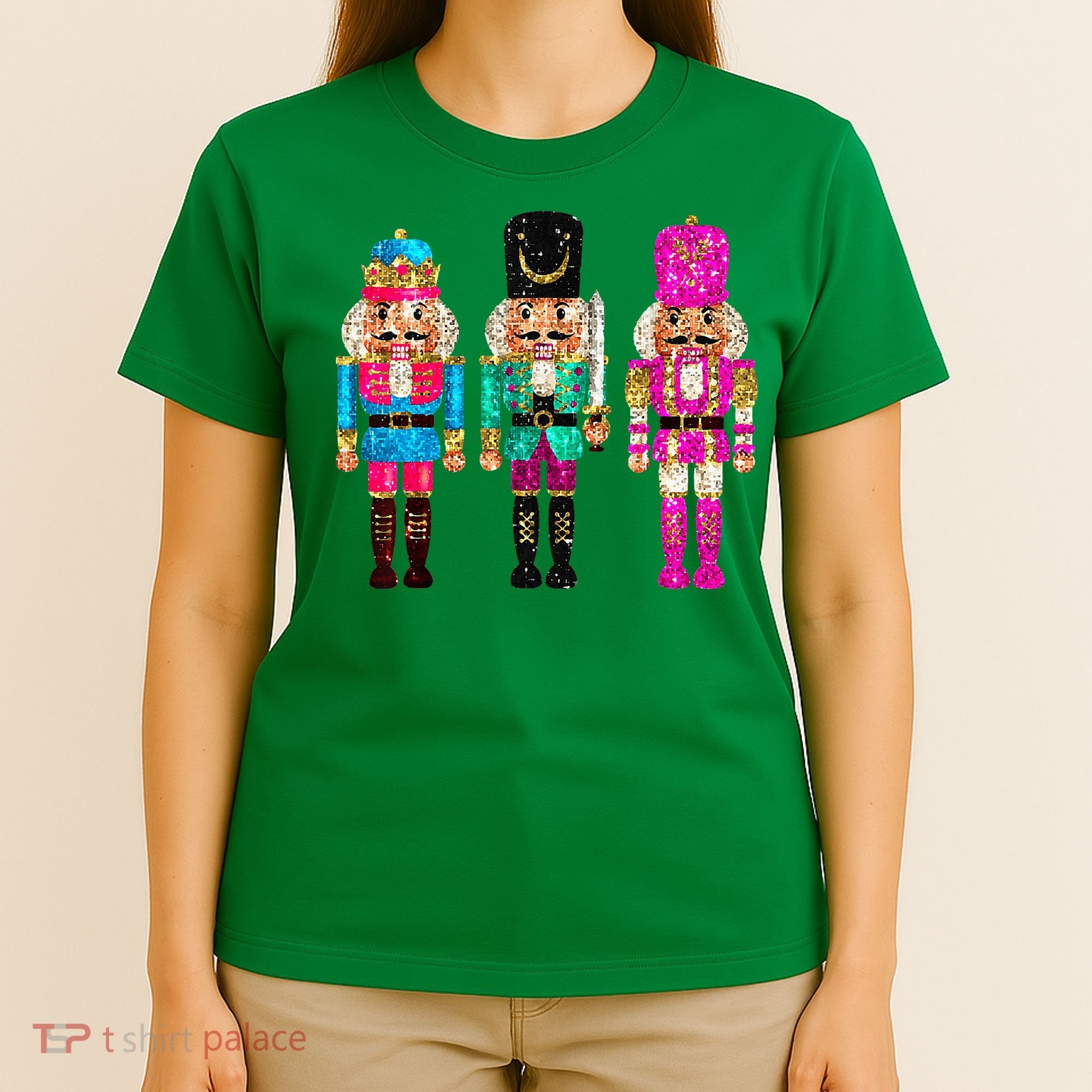 S.E.Q.U.I.N Cheerful S.P.A.R.K.L.Y Nutcrackers Christmas T-Shirt